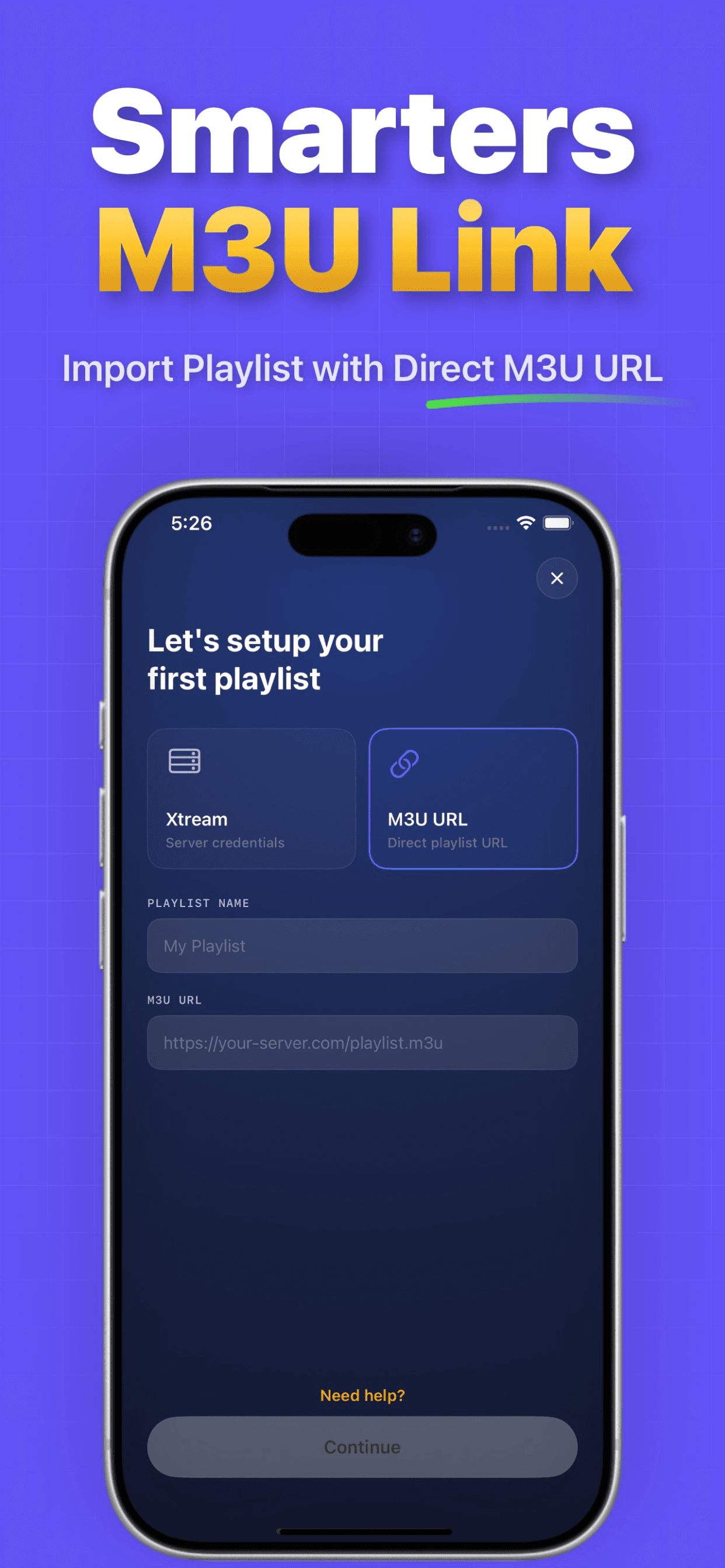 M3U URL playlist import on iPhone